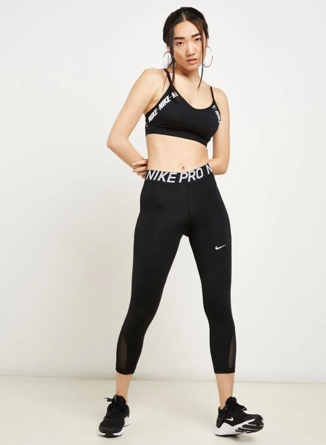 Nike Indy Logo Printed Sports Bra Black/White