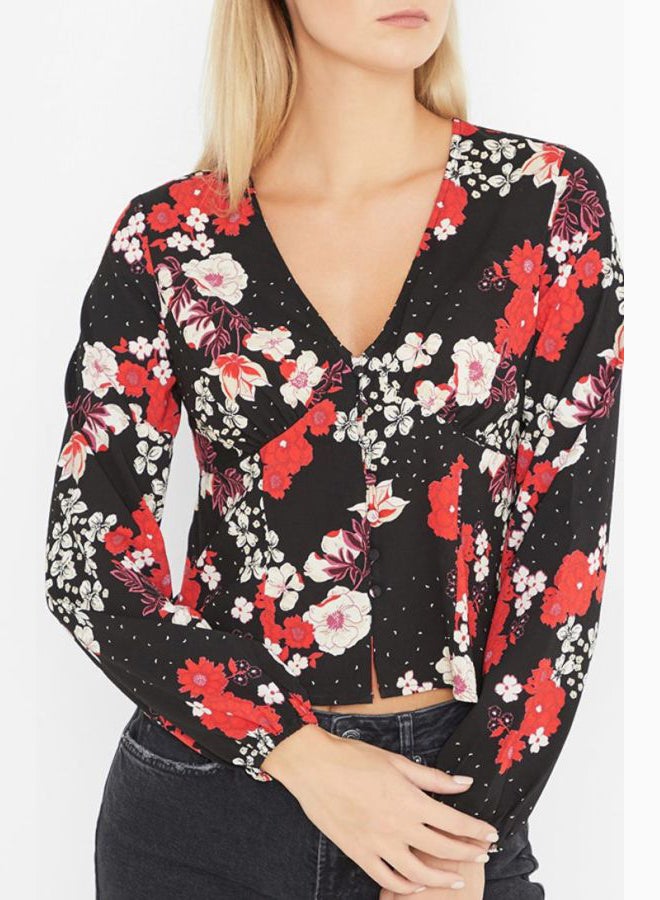 VERO MODA Floral Long Sleeves Blouse Black:Astrid  - Image 1