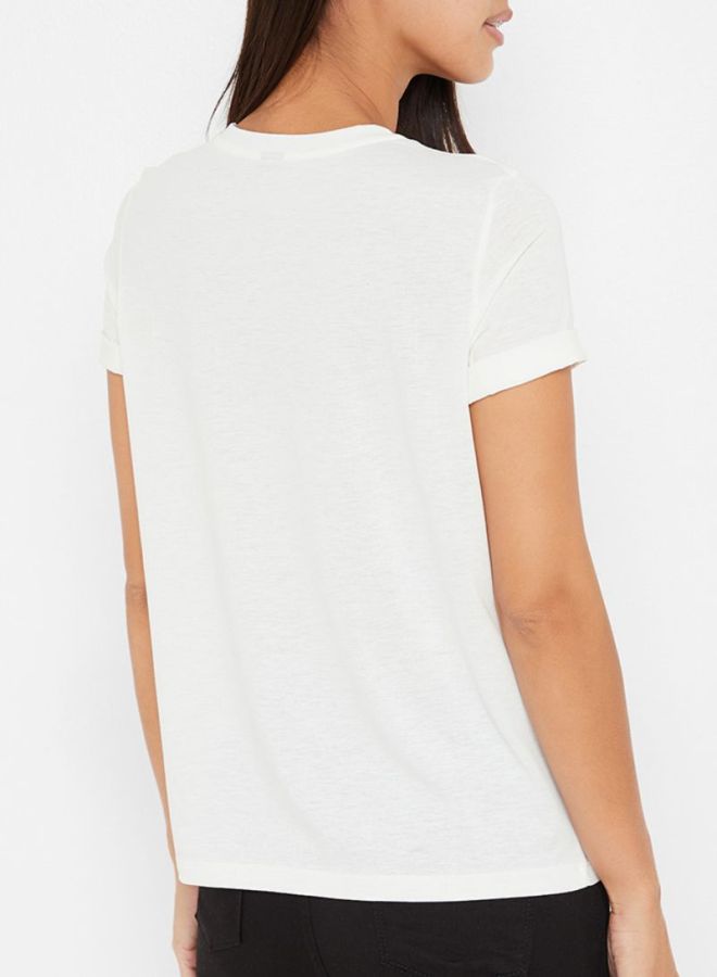 فيرو مودا تيشيرت بطباعة نص متباينة الألوان أبيض ثلجي - Image 2