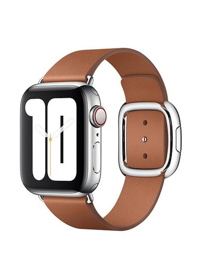 Foxcon - Replacement Leather with Buckle Apple Watch Band for 41/40/38mm Brown - Image 1
