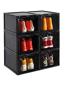 Lushh 6-Piece Shoe Storage Organizer Black 35x25x18cm  - Image 1