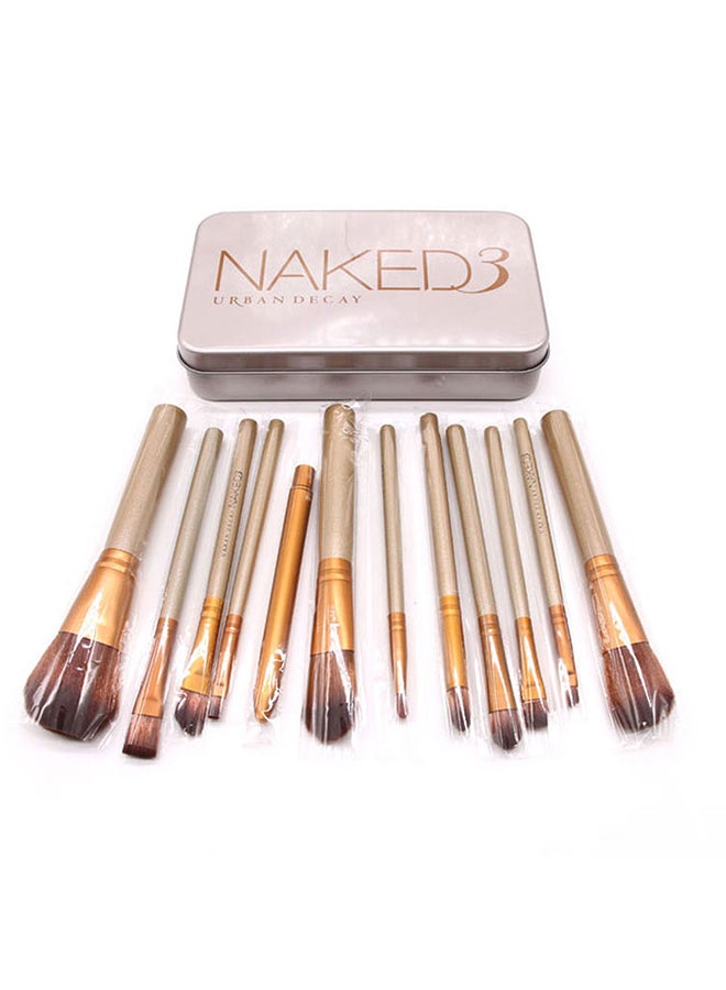 12-Piece Makeup Brush Set With Box gold - Image 1