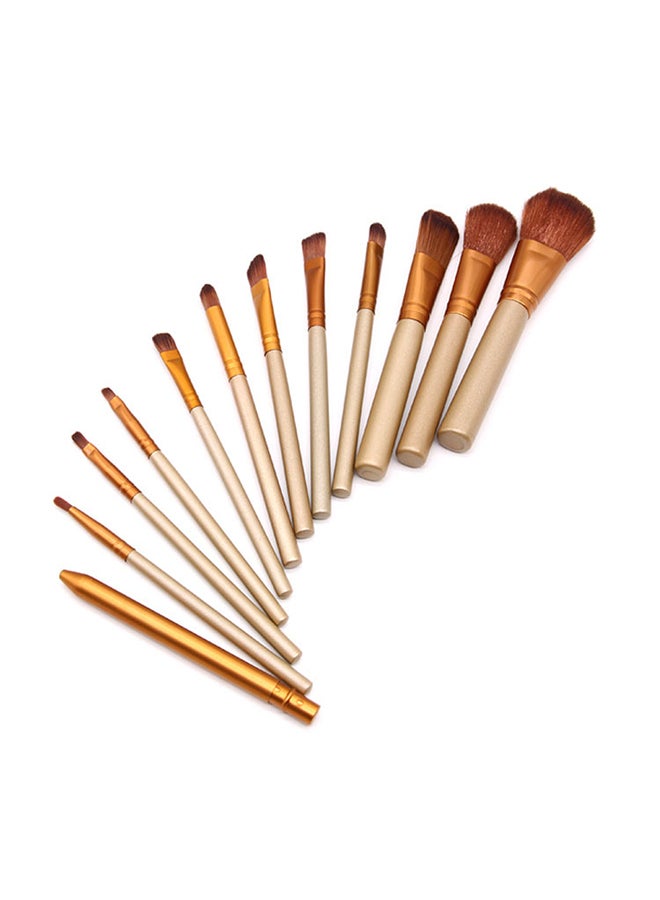 12-Piece Makeup Brush Set With Box gold - Image 2