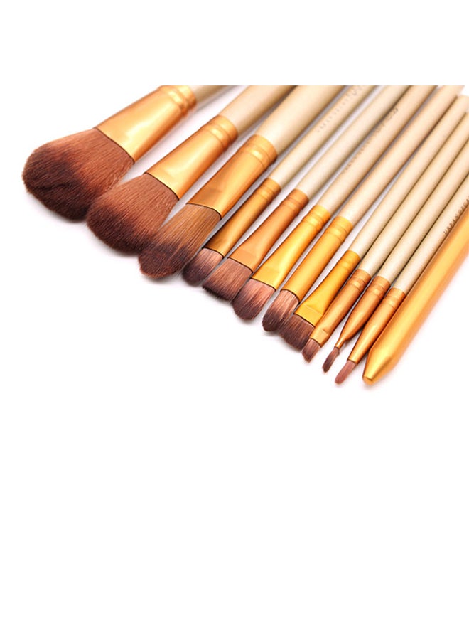 12-Piece Makeup Brush Set With Box gold - Image 3