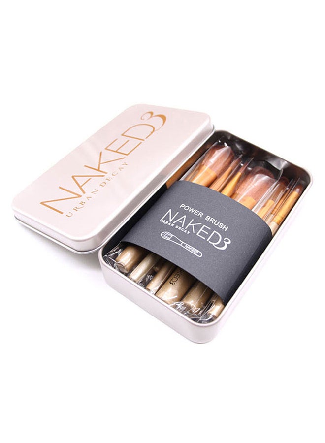 12-Piece Makeup Brush Set With Box gold - Image 4