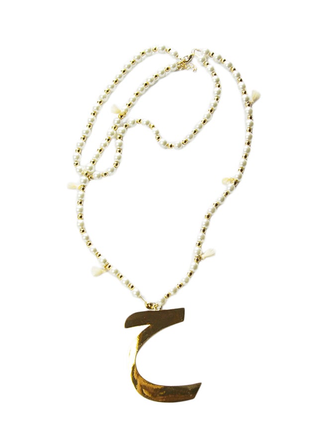 Pearl Embellished Arabic Letter Necklace