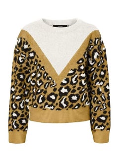 VERO MODA Animal Print Patterned Sweater Yellow Multi  - Image 5