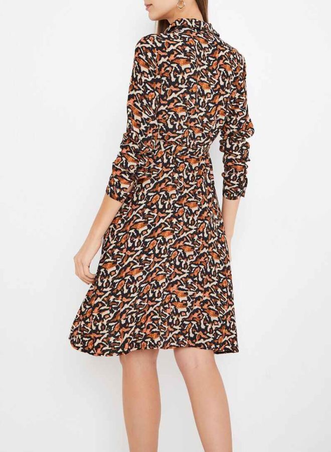 VERO MODA - Patterned Shirt Dress Beige/Brown - Image 1