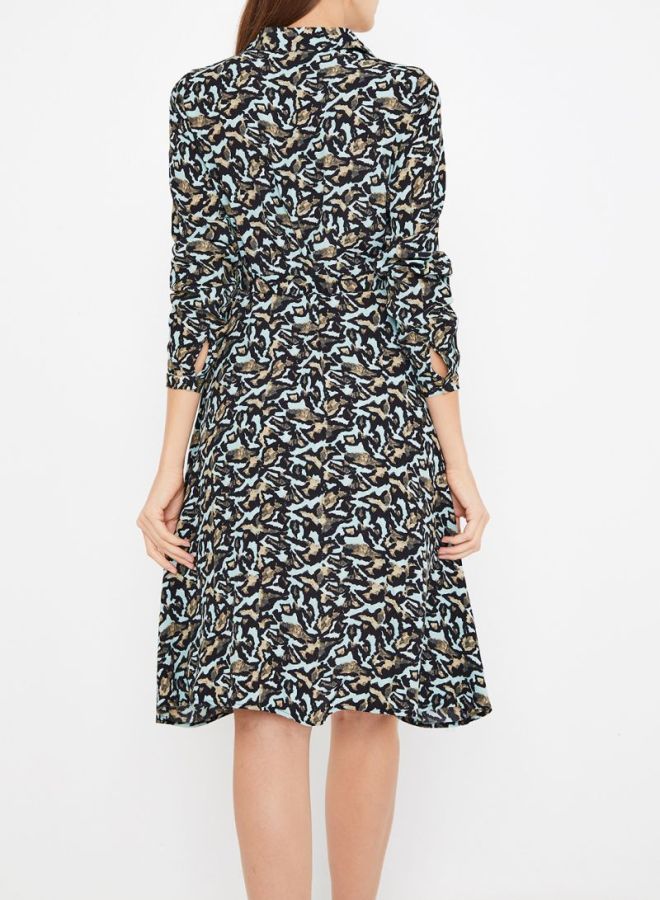 VERO MODA - Patterned Shirt Dress Blue/Black - Image 1