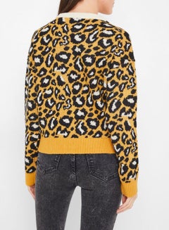 VERO MODA Animal Print Patterned Sweater Yellow Multi  - Image 2