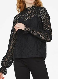 High Neck Lace Blouse Black - v1596533945/N32851561V_1