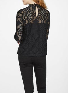 VERO MODA High Neck Lace Blouse Black  - Image 2