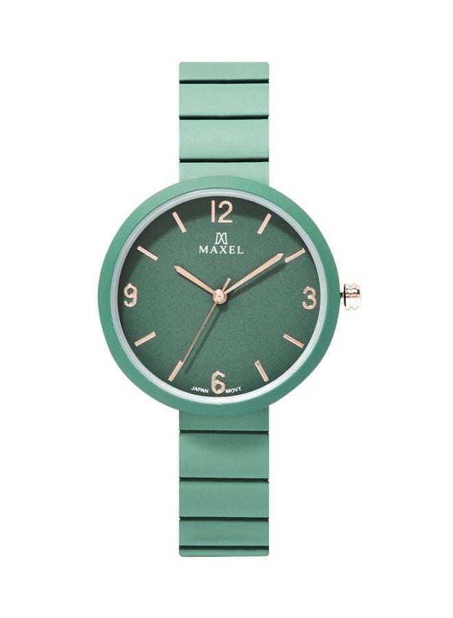 ماكسل ساعة يد معدنية بعقارب طراز MX211 - قياس 32 مم - لون أخضر للنساء - Image 1