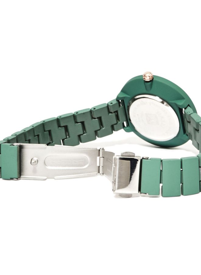 ماكسل ساعة يد معدنية بعقارب طراز MX211 - قياس 32 مم - لون أخضر للنساء - Image 2
