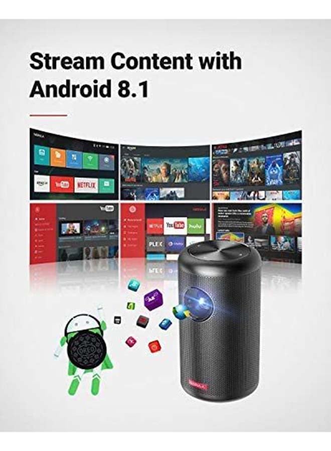 Nebula - Anker Apollo, Wi-Fi Mini Projector, 200 ANSI Lumen Portable Projector, 6W Speaker, Movie Projector, 100 Inch Picture, 4-Hour Video Playtime, Outdoor Projector-Watch Anywhere D2423 Black - Image 1
