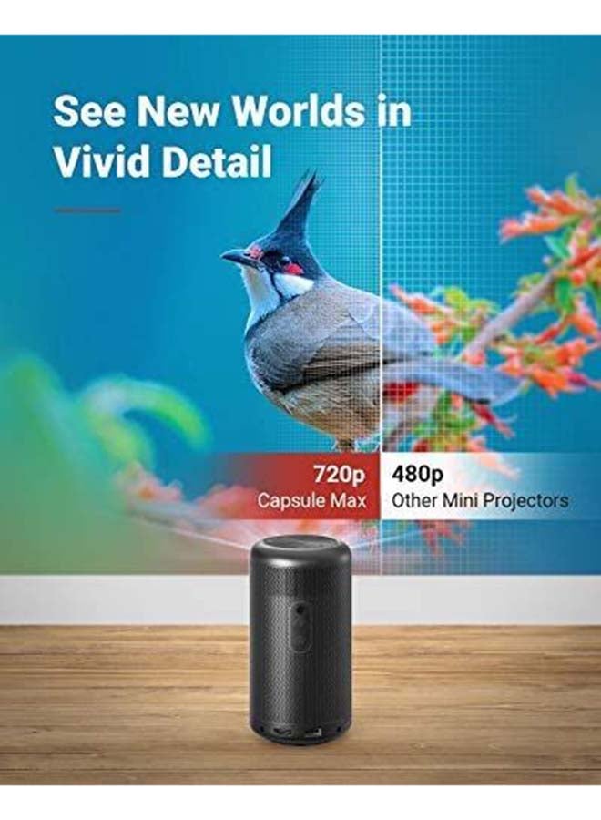 Nebula - Anker Apollo, Wi-Fi Mini Projector, 200 ANSI Lumen Portable Projector, 6W Speaker, Movie Projector, 100 Inch Picture, 4-Hour Video Playtime, Outdoor Projector-Watch Anywhere D2423 Black - Image 1