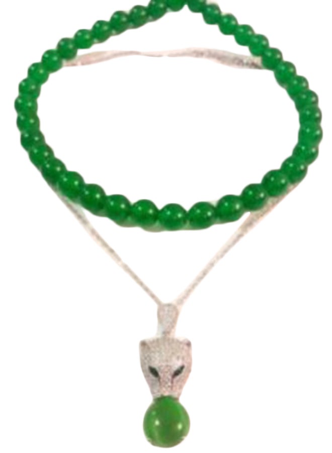 ميركال إمبراير قلادة بتصميم سلسلة مزينة بخرز على شكل نمر