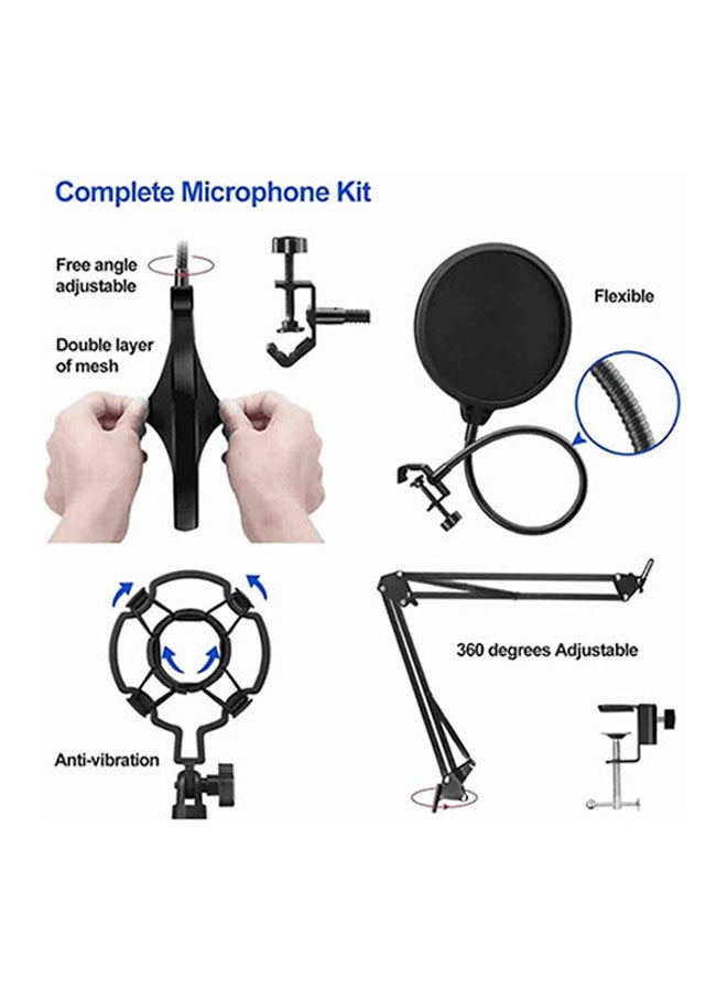 5-Piece Studio Recording Condenser Microphone Kit Black - Image 2