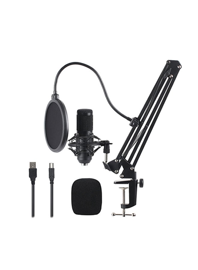 طقم ميكروفون مكثف للتسجيل في الأستوديو مكون من 5 قطع أسود - Image 1