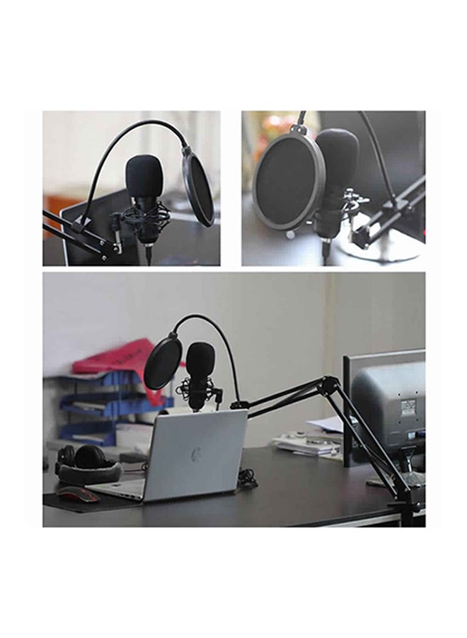 طقم ميكروفون مكثف للتسجيل في الأستوديو مكون من 5 قطع أسود - Image 2