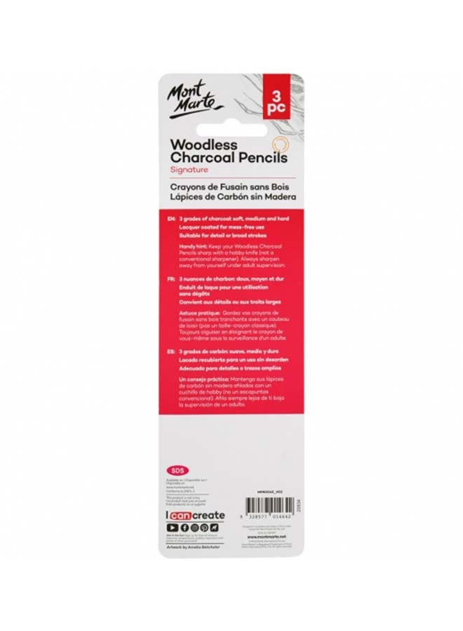 Montmarte 3-Piece Charcoal Woodless Pencil black  - Image 2