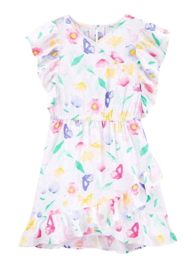 carter's Floral Printed Wrap Dress white/pink/green - Image 1