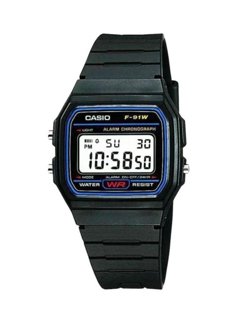 Men's Water Resistant Digital Watch F-91W-1D - 38 mm - Black