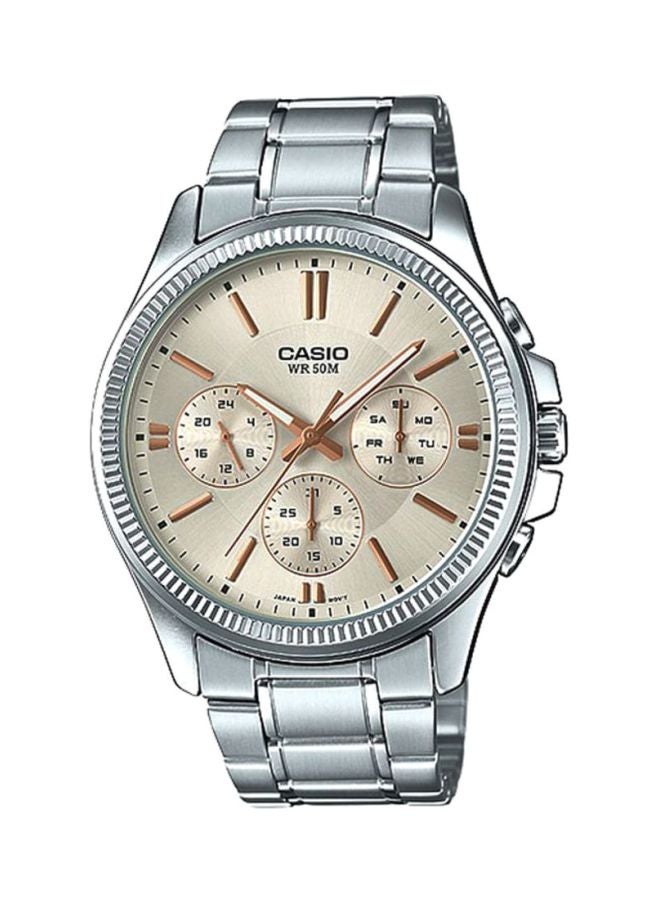 كاسيو ساعة يد إنتايسر بعقارب طراز MTP-1375D-7A2VDF - 49 مم - فضي للرجال - Image 1