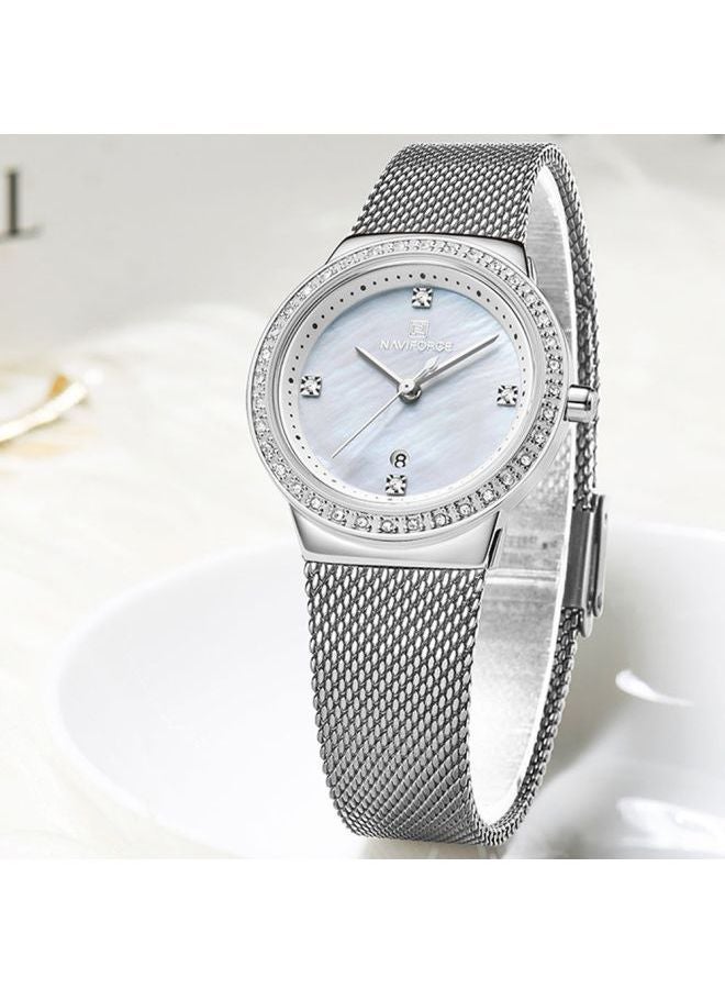 ساعة يد بعقارب مقاومة للماء طراز NF5005 S/W للنساء