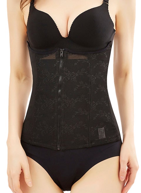 Postpartum Zipper Closure Corset Black