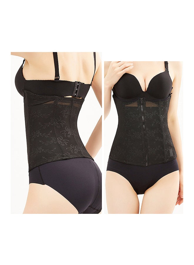 Postpartum Zipper Closure Corset Black