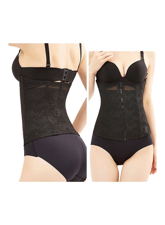 Postpartum Zipper Closure Corset Black