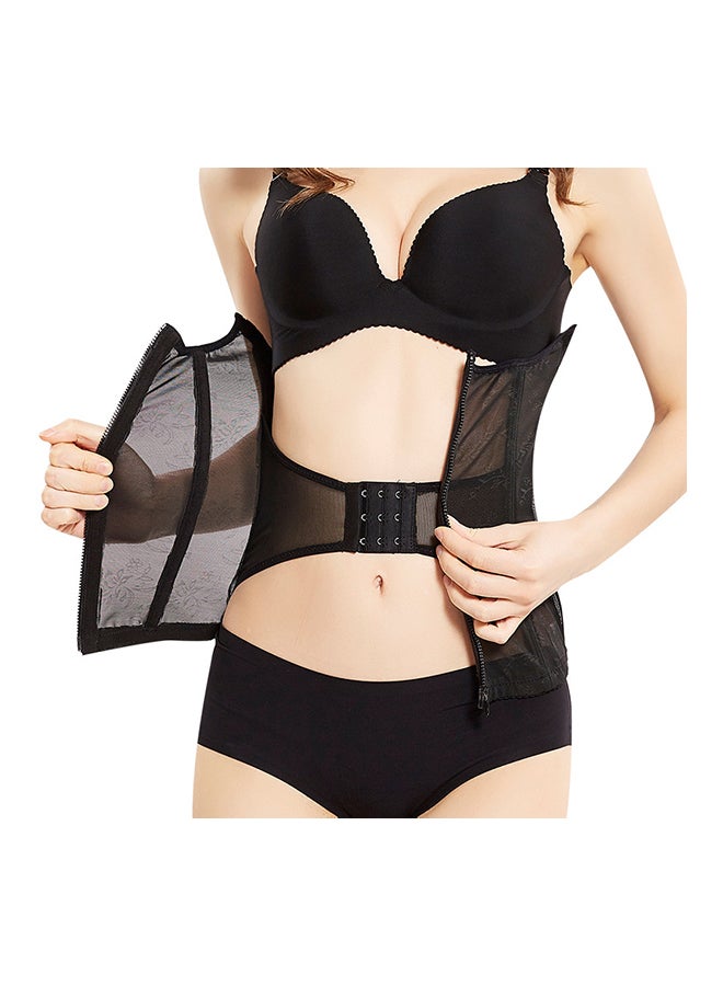 Postpartum Zipper Closure Corset Black