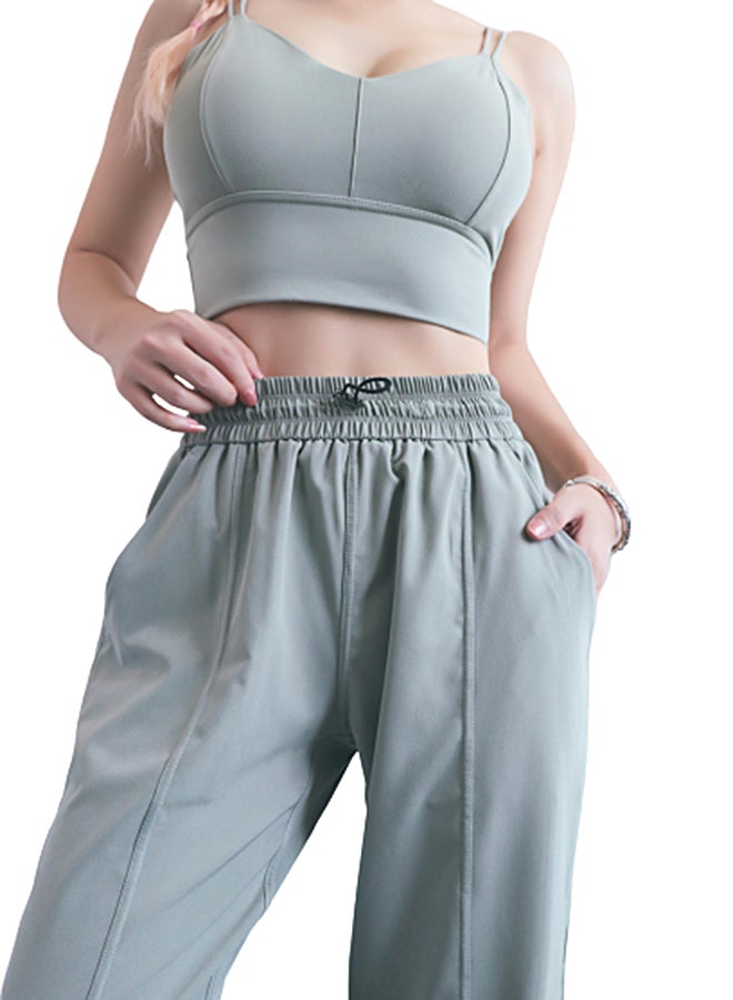 Joychic Solid Pocket Detail Joggers Green  - Image 3