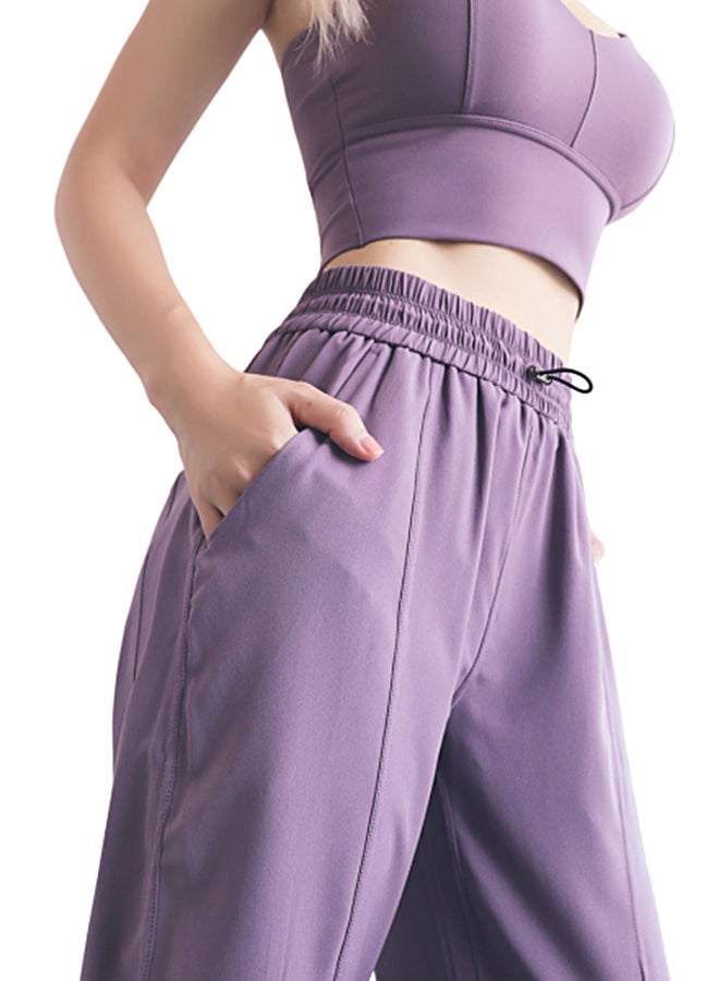 Joychic Solid Ribbed Joggers Purple  - Image 3