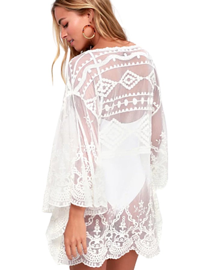 Joychic Semi-Sheer Lace Bikini Cover-Up White  - Image 2