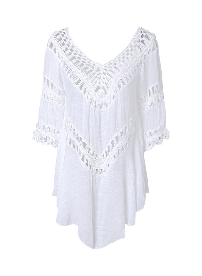 جوي شيك رداء شاطئ بحافة غير متماثلة أبيض - Image 4