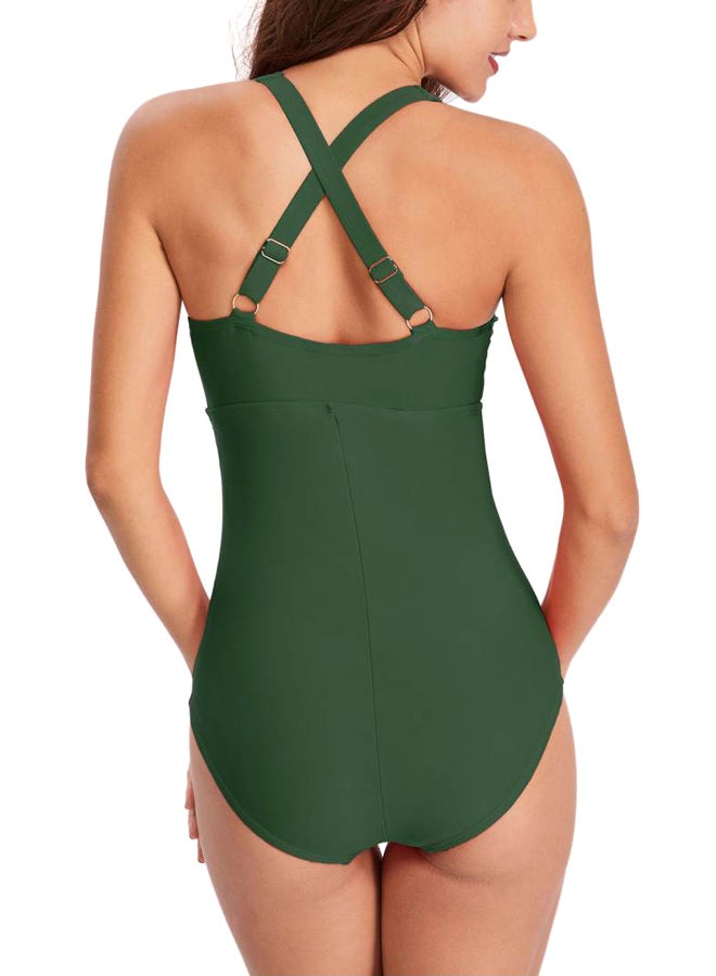 Joychic - Solid Cross Back One-Piece Green - Image 1