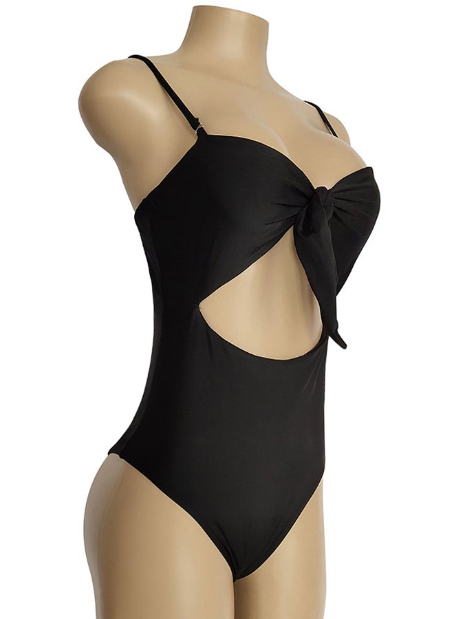 جوي شيك قطعة واحدة مزينة بعقدة فيونكة وحمالات قابلة للفصل أسود - Image 4