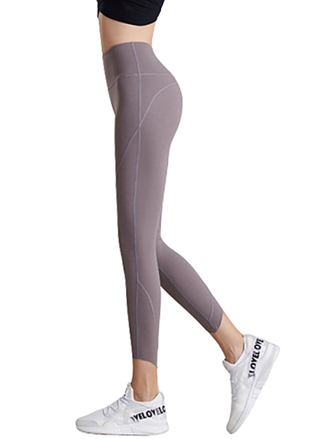 Joychic - Solid Sports Leggings Brown - Image 1