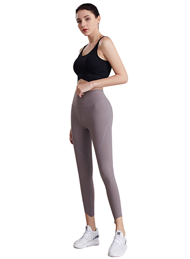 Joychic - Solid Sports Leggings Brown - Image 1