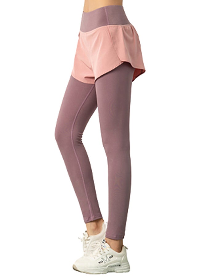 جوي شيك بنطال رياضي ضيق مزود بشورت ذي لون متباين وردي - Image 1