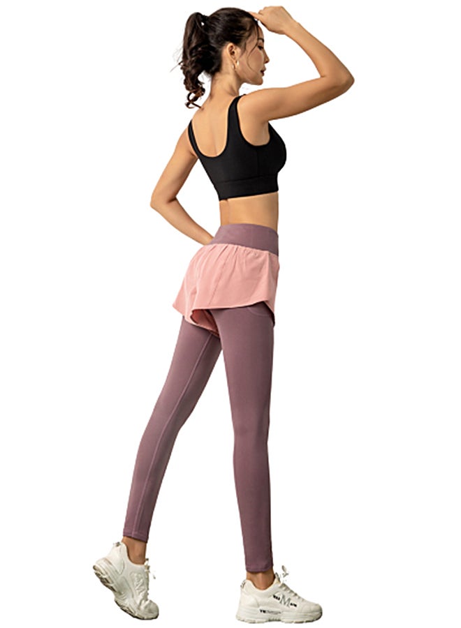 جوي شيك بنطال رياضي ضيق مزود بشورت ذي لون متباين وردي - Image 2