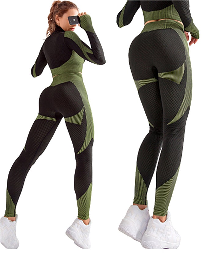 Joychic Stripe Detail Sports Suit Green  - Image 2