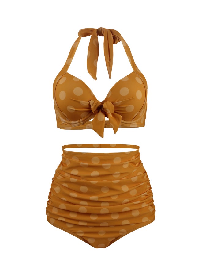 Joychic Polka Dot Tie-Up Bikini Yellow  - Image 1