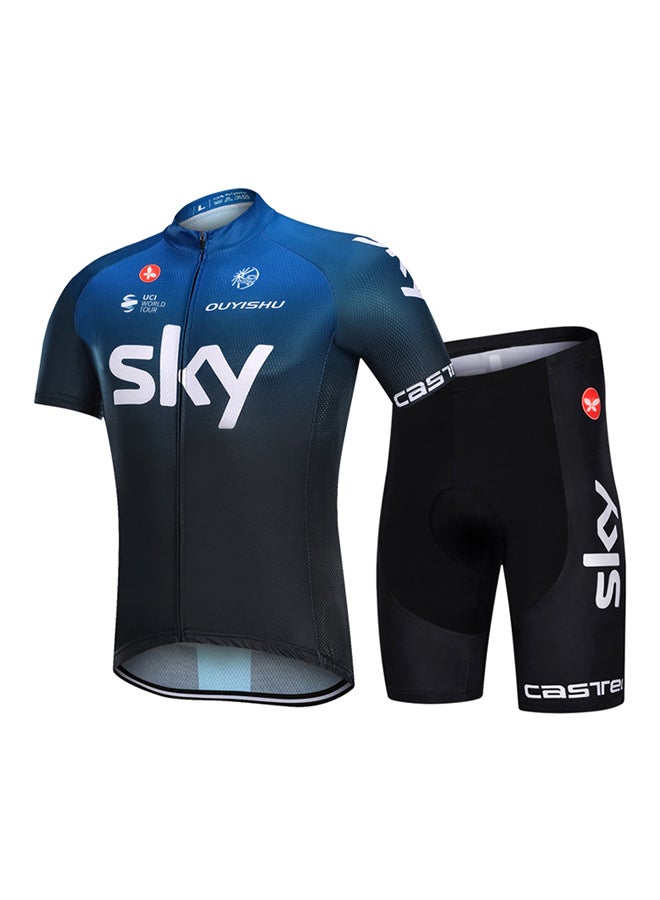 Text Print Cycling Suit Set Blue - v1596608962/N38545509V_1