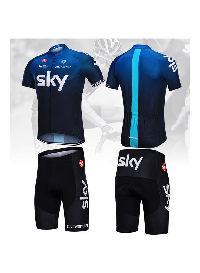 Text Print Cycling Suit Set Blue - v1596608962/N38545509V_2