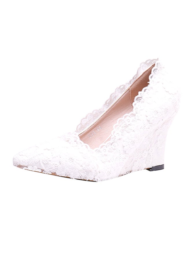 Pointed Toe Pumps White - Image 1