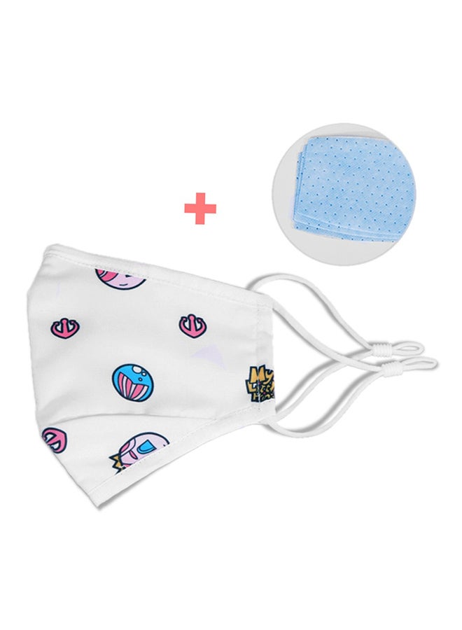 Nohoo Kids Mask, Reusable Mask, Machine Wash, Soft Elastic, 4 Layer Protection, Filter For Extra Protection, Ergonomically Designed, 1 Mask + 3 Filters, Cotton, 2-17  Years, Mermaid White - Image 2