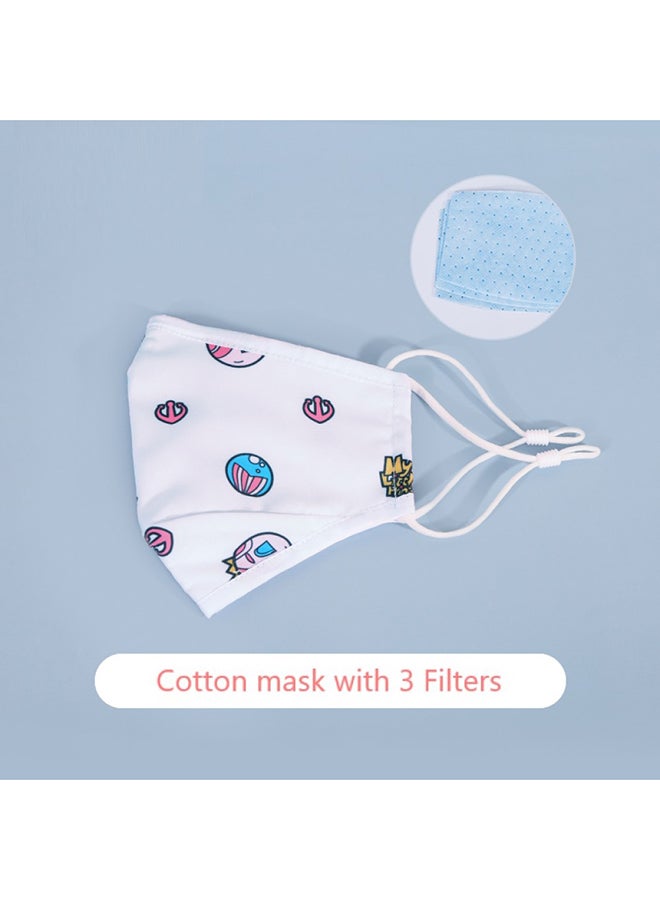 Nohoo Kids Mask, Reusable Mask, Machine Wash, Soft Elastic, 4 Layer Protection, Filter For Extra Protection, Ergonomically Designed, 1 Mask + 3 Filters, Cotton, 2-17  Years, Mermaid White - Image 3